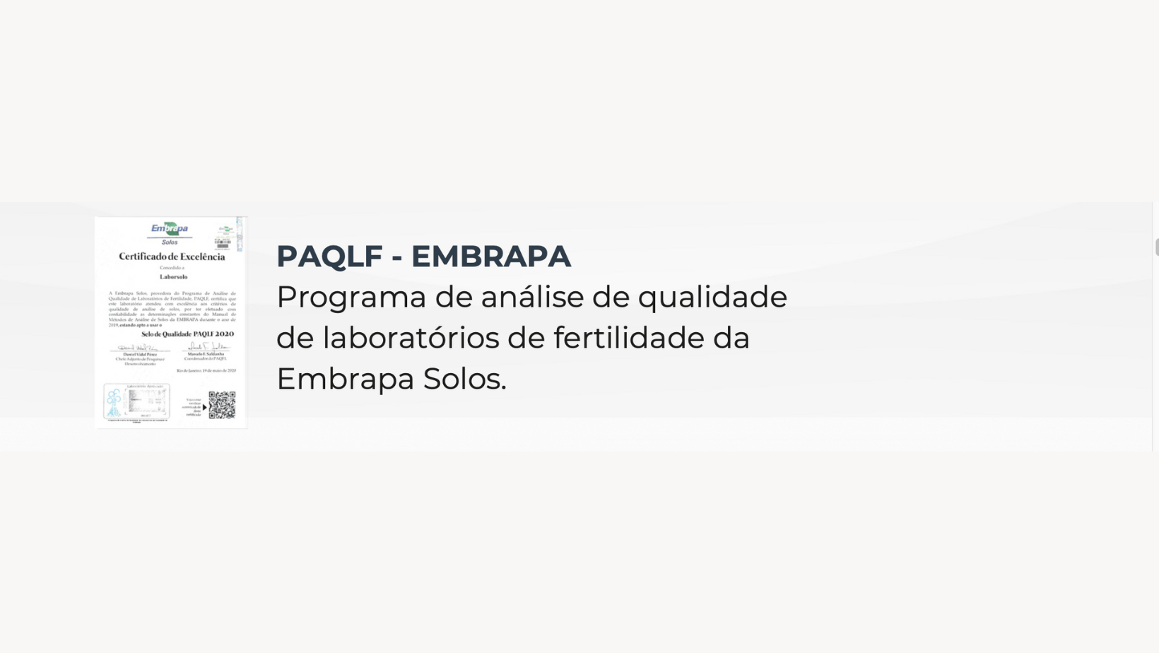 PAQLF Embrapa, programa de análise de qualidade de laboratórios de fertilidade da Embrapa Solos